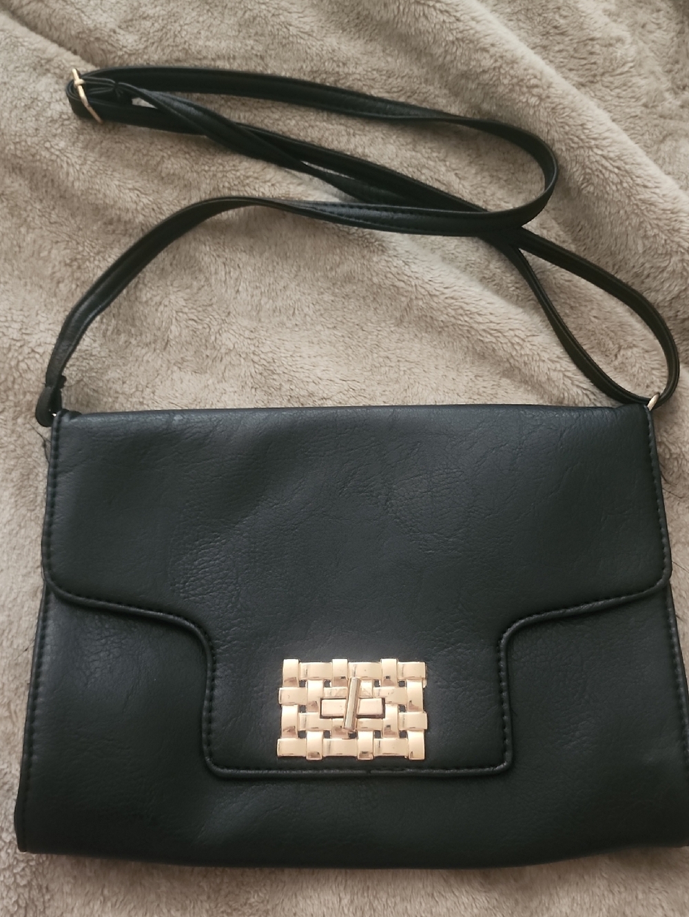 Rampage Black Crossbody Bag with Gold Hardware